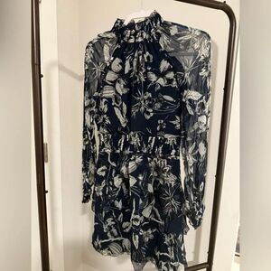 Parker Navy floral Lined Dress